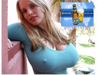 Fosters Beer Busty Model In Blue Top Refrigerator / Tool Box Magnet