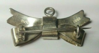 ANTIQUE VICTORIAN STERLING SILVER BOW BROOCH PIN HANGING LOOP HM BIRMINGHAM 1900 2