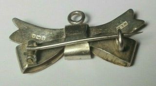 ANTIQUE VICTORIAN STERLING SILVER BOW BROOCH PIN HANGING LOOP HM BIRMINGHAM 1900 3