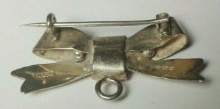 ANTIQUE VICTORIAN STERLING SILVER BOW BROOCH PIN HANGING LOOP HM BIRMINGHAM 1900 4