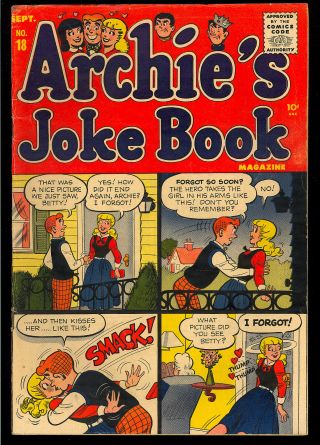 Archie’s Joke Book 18 Late Golden Age Betty & Veronica Teen Comic 1955 Vg,