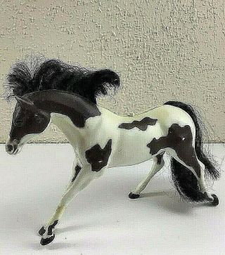 Grand Champion 8 " Vintage Toy Plastic Brown White Horse Galloping & Neigh Sounds