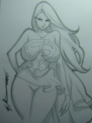 Supergirl Superman Girl Sexy Busty Sketch Pinup - Daikon Art