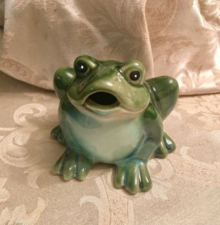 Croaking Green Glazed Ceramic Frog Figurine Figure 3