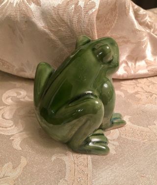 Croaking Green Glazed Ceramic Frog Figurine Figure 4