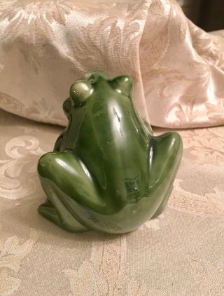 Croaking Green Glazed Ceramic Frog Figurine Figure 5