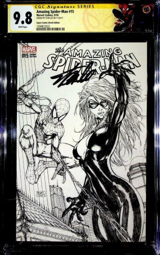 Marvel Spider - Man 15 Cgc Ss 9.  8 Signed Stan Lee Aspen Sketch Variant