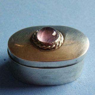 L@@k Fantastic Vintage Mexico Taxco Sterling Silver Purple Stone Snuff Pill Box