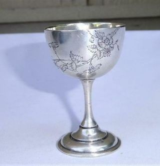 ANTIQUE 19th CENTURY RUSSIAN 84 STERLING SILVER ENGRAVED CORDIAL GOBLET 2
