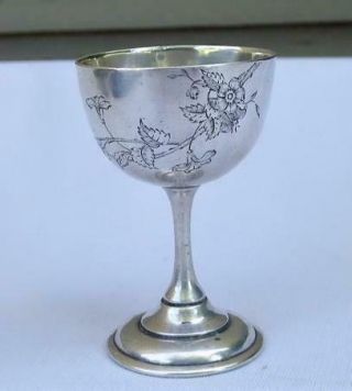 ANTIQUE 19th CENTURY RUSSIAN 84 STERLING SILVER ENGRAVED CORDIAL GOBLET 3