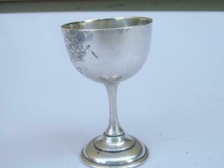 ANTIQUE 19th CENTURY RUSSIAN 84 STERLING SILVER ENGRAVED CORDIAL GOBLET 4