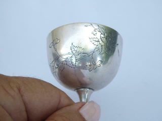 ANTIQUE 19th CENTURY RUSSIAN 84 STERLING SILVER ENGRAVED CORDIAL GOBLET 8