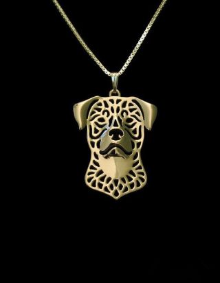 Rottweiler Dog Pendant Necklace Gold Animal Rescue Donation
