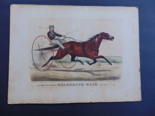 ANTIQUE CURRIER & IVES PRINT - THE FAMOUS TROTTING MARE GOLDSMITH MAID - 1871 2