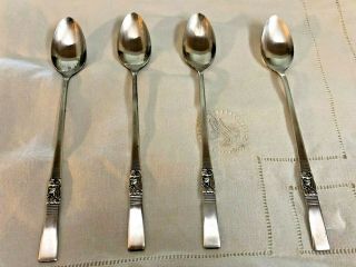 Set Of 4 Iced Tea Spoon Morning Star (silverplate,  1948) By Oneida Silver