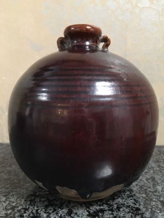 Old Thai Sawankhalok Sukhothai Brown Glazed Jar