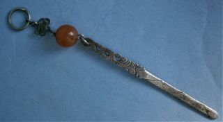 Antique Sterling Silver and Carnelian Opium Tools from the early 1900 ' s 2