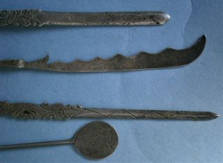Antique Sterling Silver and Carnelian Opium Tools from the early 1900 ' s 8