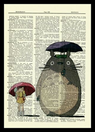 My Neighbor Totoro Dictionary Art Print Poster Picture Anime Ghibli Umbrella