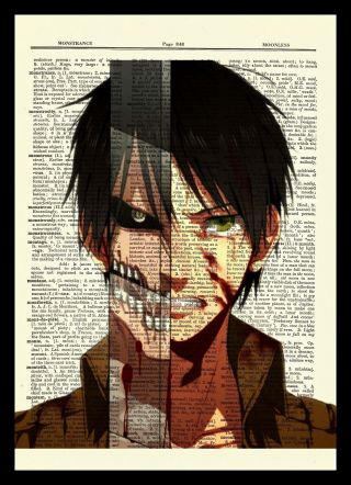 Eren Attack On Titan Anime Dictionary Art Print Poster Picture Book Japan Manga