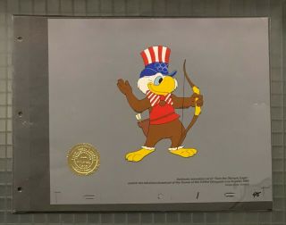 Archery 1984 U.  S.  Olympics Animation Cel Sam The Eagle Peter Ueberroth