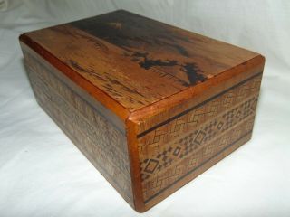Great Vintage Japanese Inlaid Wooden Secret Puzzle Box In
