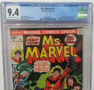 Ms.  Marvel 1 Cgc 9.  4 Nm 1st Appearance Ms.  Marvel Captain Marvel Avengers 1977