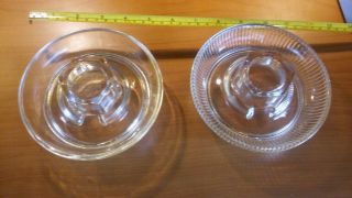 Two (2) Vintage Glass Chicken Water Feeder Base Patent Applied For No 569 Poultry