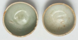 Antique Chinese 2x White Celadon Shipwreck Pottery Tea Cup