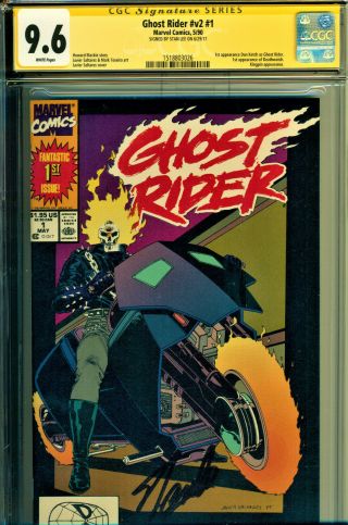 Ghost Rider V2 1 Cgc 9.  6 Ss Signed By Stan Lee 1st Dan Ketch As Ghost Rider