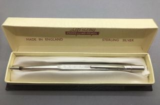 Fine Vintage Boxed Solid Silver Propelling Pencil ‘life - Long’ 19.  6g