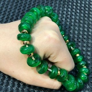 Rare Noble Green Jadeite Jade Handwork Collectible Chinese Abacus Beads Bracelet