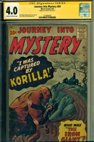 Journey Into Mystery 69 Cgc 4.  0 Signed By Stan Lee 1 Of Only 4 Signed Copies