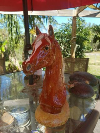 Ceramic Glazed Horse Bust Statue,  16 " High.