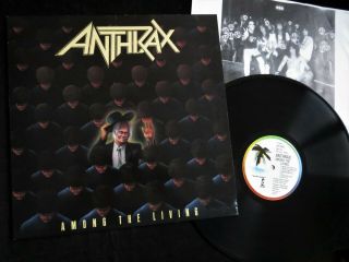 Anthrax - Among The Living - 1987 Uk Island Lp With Lyrics Inner - Vinyl Ex/ex