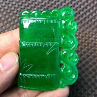 Chinese Rare Collectible Green Jadeite Jade Carved Handwork Bamboo Joint Pendant