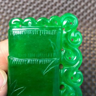 Chinese Rare Collectible Green Jadeite Jade Carved Handwork Bamboo Joint Pendant 2