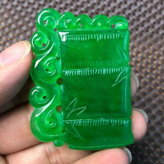 Chinese Rare Collectible Green Jadeite Jade Carved Handwork Bamboo Joint Pendant 5