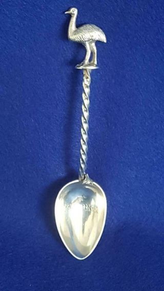Lovely C 1910 Australian Figural Sterling Silver Christening Spoon W Emu Handle