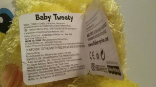 Baby Tweety Bird Large Plush Looney Tunes,  Fisher Price 2002 17 
