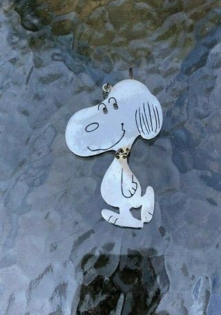 Vintage Peanuts Snoopy Metal Cut Out Christmas Ornament Silver Plated 1958