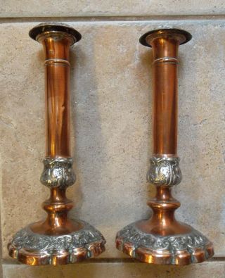 Georgian Candlesticks Silver Plate On Copper