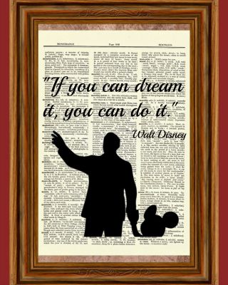 Walt Disney And Mickey Dictionary Art Print Quote Poster Picture Holding Hands
