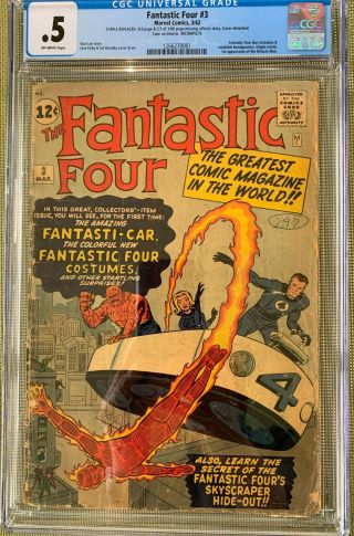 Fantastic Four 3 (1962) Cgc.  5 Or 0.  5 - - 1st Miracle Man And Costumes; Stan Lee