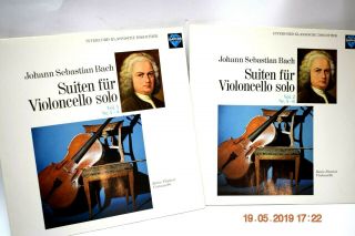 Bach Reine Flachot Suites For Cello Solo Vol.  1 - 6 Saphir Intercord 2 Lp