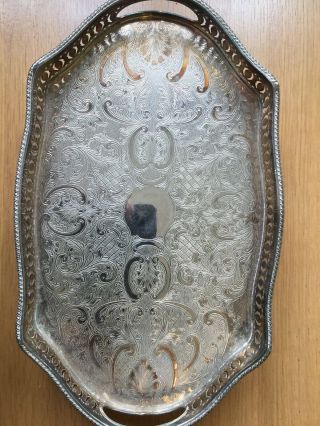 Vintage Silver Plated On Copper Tray Sheffield Made In England