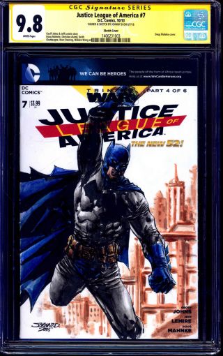 Justice League Of America 7 Cgc Ss 9.  8 Painted Batman Sketch Johnnyd