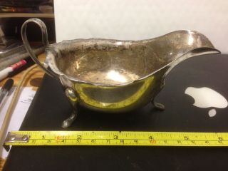 20th Century E Viners Sheffield Solid Silver Sauce Boat On Three Legs