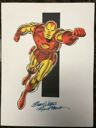 Ron Frenz Sketch Art 9 X 12 Iron Man Full Color - Marvel Sketch