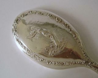 Ornately Embossed Antique Birmingham Sterling Silver Hand Mirror A/f Circa 1910
